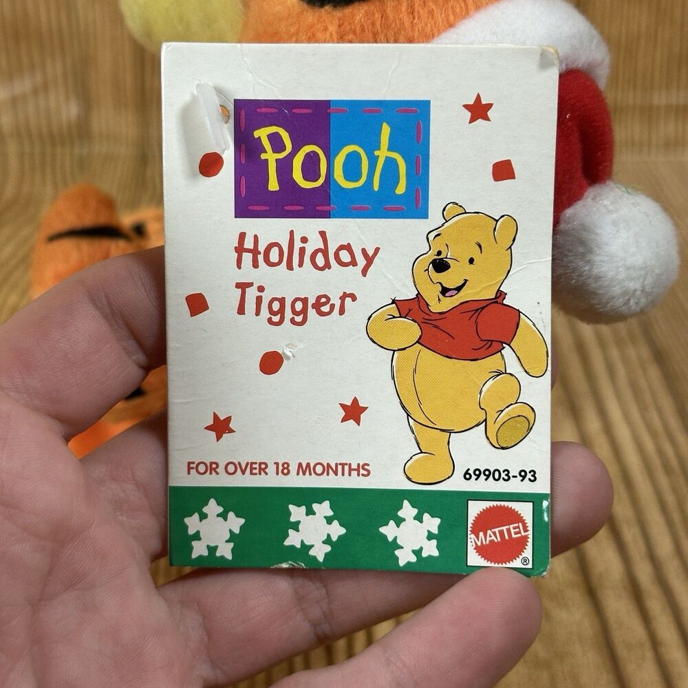 Mattel Arcotoys Holiday Tigger Beanbag‎ Plush Stuffed Animal Disney 7” Christmas - Picture 2 of 12